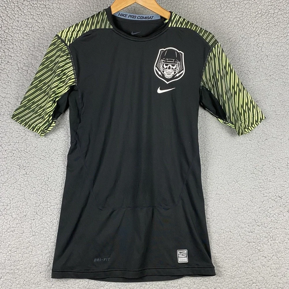 Nike The Opening Shirt Pro Combat Men's L Dri-Fit Compression S/S Volt Football